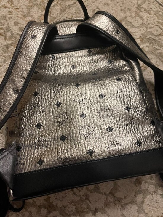 MCM Stark Backpack Silver Metallic Visetos Studded Mini Backpack main image 7